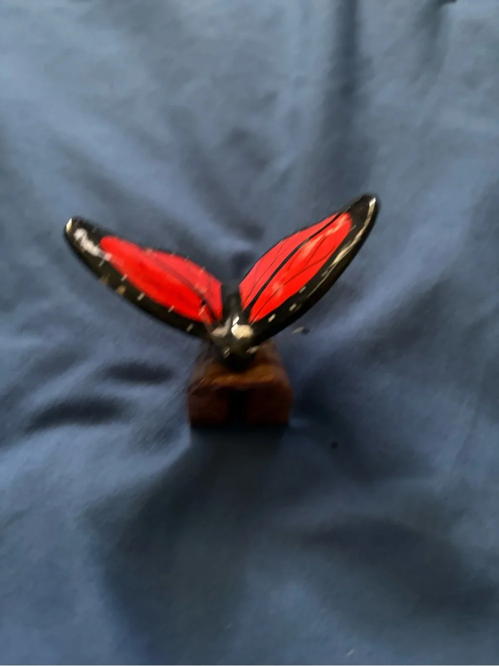 Red Butterfly Stone Figurine From Sea World